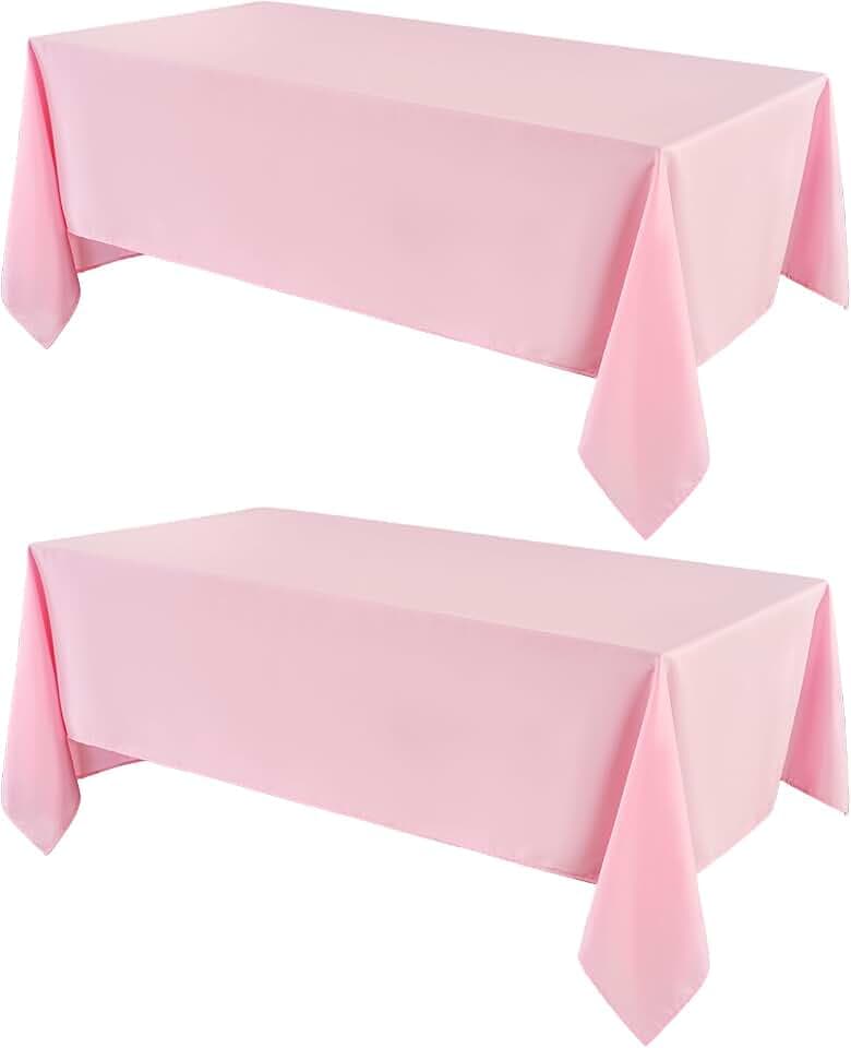 2 Pack Pink Rectangle Tablecloths 60x120 Inch for 8ft Tables