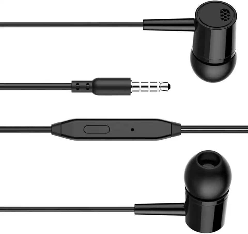 Wired Earbuds with Microphone, 3.5mm Jack in-Ear Headphones for Clear Calls, Lightweight Plastic Design for Daily Use, Compatible with Most Mobile Phones and Tablets（Black-2）