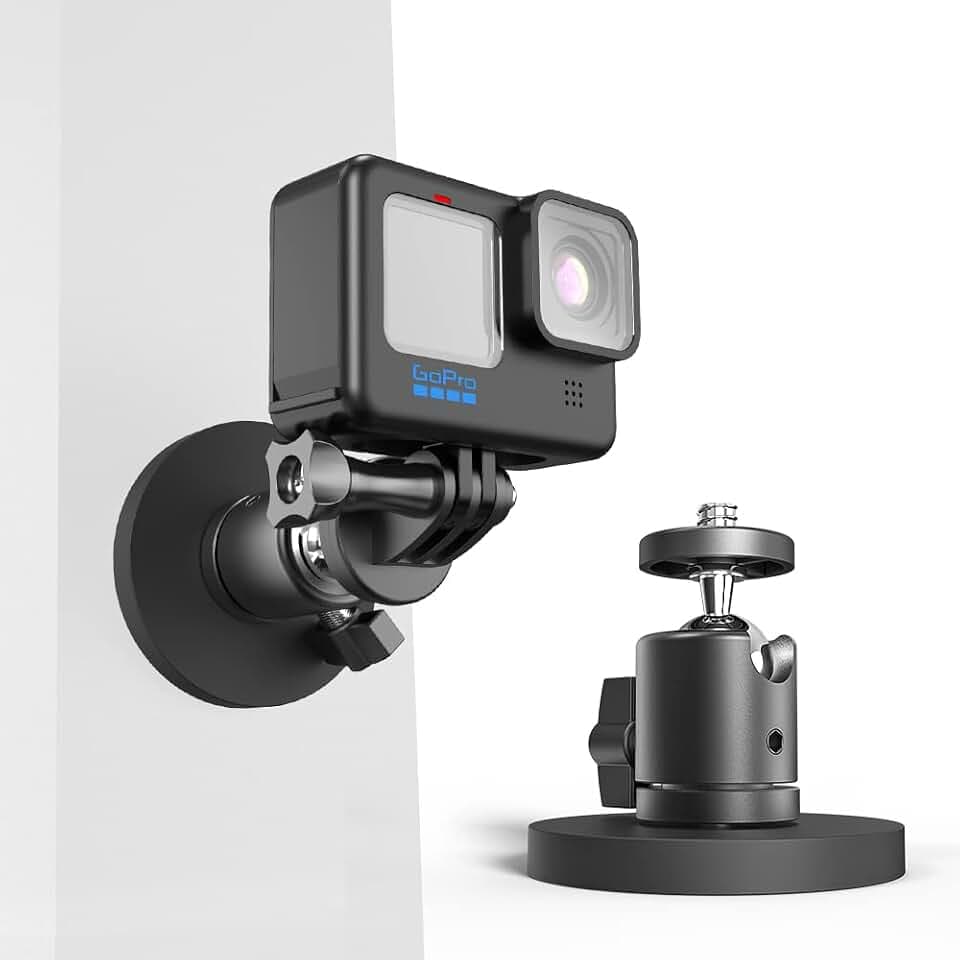 Magnetische Action-Kamerahalterung für Go Pro,360° drehbare Stativ-Kugelkopfhalterung Kompatibel mit GoPro Hero 13 12 11 10 9 8 7 6 Schwarz,DJI Osmo Action 5 Pro/4/3,Crosstour/AkASO und mehr
