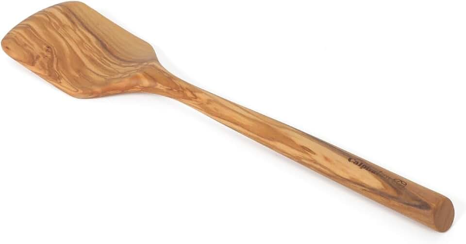 Calphalon Edge Wood Turner, 13-Inch Olive Wood Solid Spatula, Wooden Cooking Turner for Flipping, Stirring & Nonstick Cookware, Durable Kitchen Tool