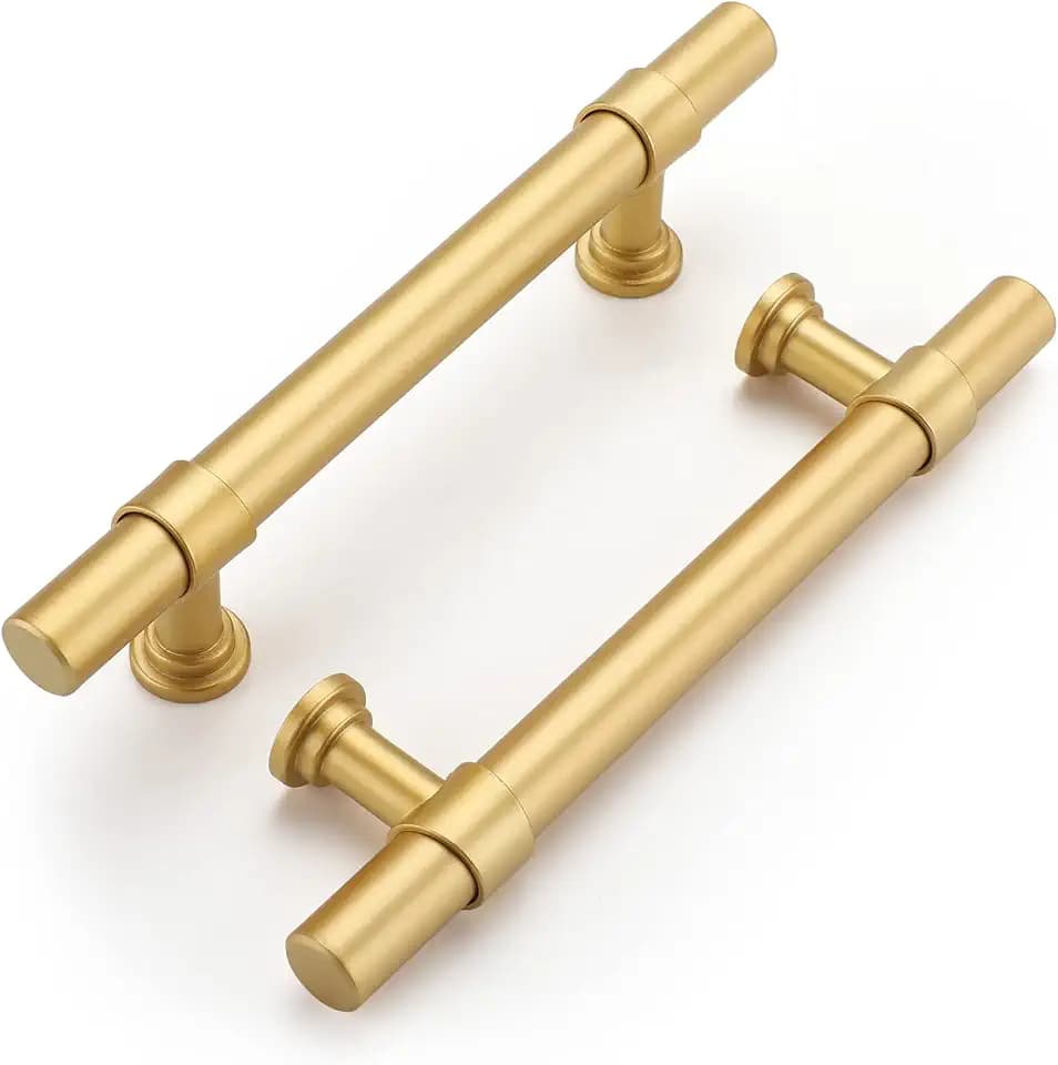 Haliwu 10 Pack 3-3/4in Gold Cabinet Handles Brushed Brass Drawer Pulls