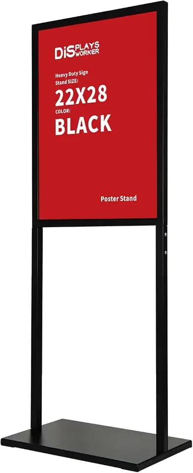 DISPLAYSWORKER Sign holder floor stand, heavy Duty Pedestal poster banner stand for display,22×28 inch slide-in double sided poster sign holder floor standing for board Display (Black, 22×28)