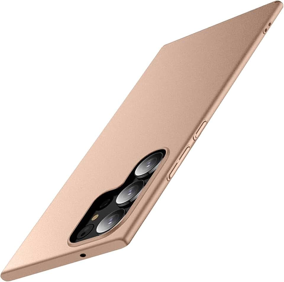 Handyhülle für Samsung Galaxy S24 Ultra Slim Case,Matte Hart PC Samsung S24 Ultra Hülle Ultra Dünn Schutzhülle Stoßfeste Kratzfeste Hardcase Mattierte Textur Bumper Cover 6.8’’-golden
