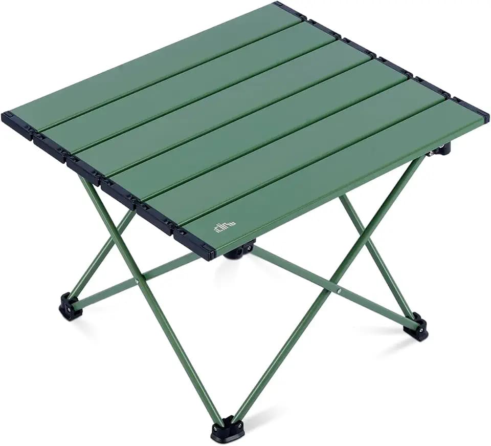 iClimb Ultralight Compact Camping Folding Table (Green - S)
