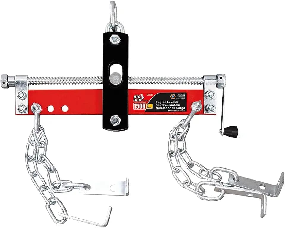 Big RED Torin Engine Load Leveler, 3/4 Ton (1,500 lb) Engine Hoist Shop Crane Accessory with Adjustable Handle, Steel 3 Position Engine Leveler, Red
