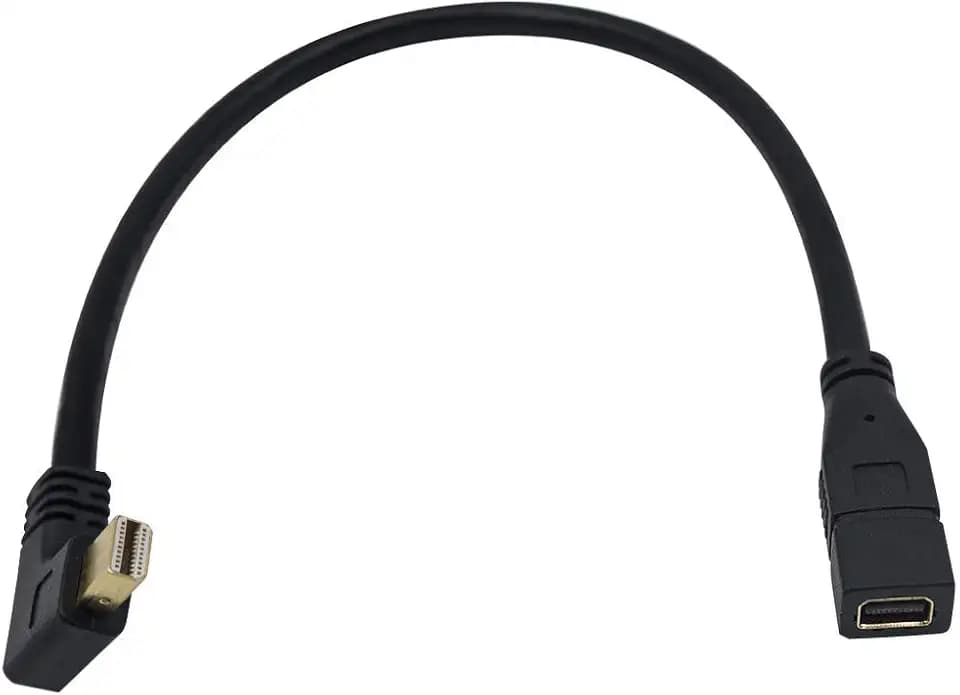 Duttek 12 Inch 4K Mini DisplayPort Cable, Left Angled Male to Female, Supports 4K x 2K Resolution, HBR2 Bandwidth Up to 21.6Gbps, Compatible with iMac & LED Cinema Display