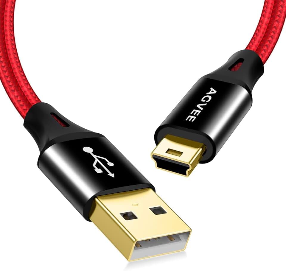 AGVEE 10ft Mini USB Cable, Durable USB-A to Mini-B Data and Charger