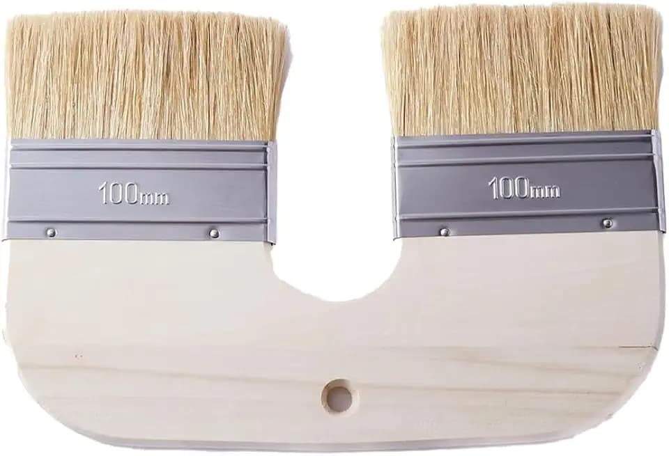 Naturborste - 4 Breite U-Förmige Doppelbürste für Kalkfarbe - Ideal für die Verwendung auf Ziegel- und Innenwandoberflächen
