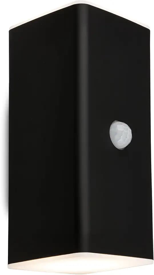 BRILONER - LED Wandlampe Akku mit Bewegungsmelder, Dämmerungssensor, 20 sek. Timer, Aussenlampe, Wandleuchte aussen, LED Strahler, Außenleuchte, Außenwandleuchte, 15,5x6,5x8,5 cm (HxBxT), Schwarz