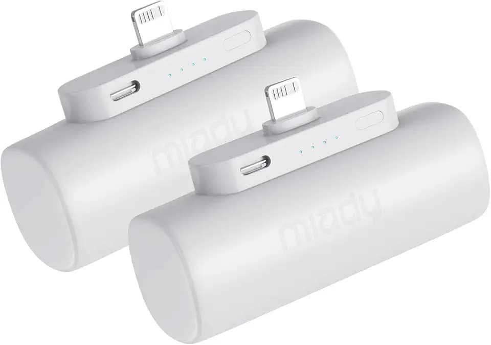 Miady 2-Pack Mini Portable Charger Built-in Connector Compact Battery Pack