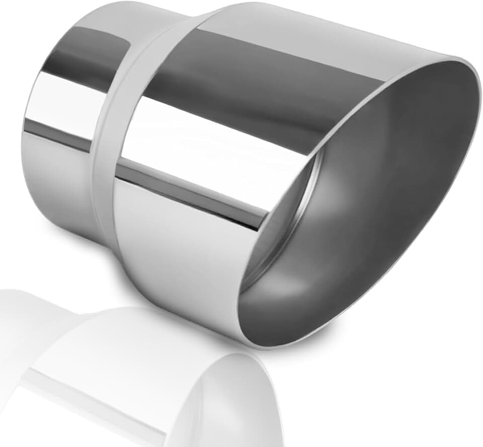 MuHize Exhaust Tip 3" Inlet 4" Outlet 5" Length, Stainless Steel Polished