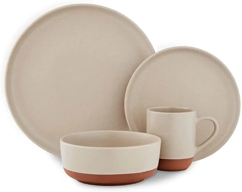 Barbary & Oak BO867014STN Verona Geschirr-Set, 16-teilig, aus Terrakotta, Stein