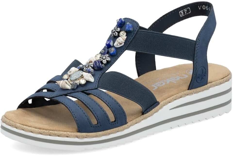Rieker Damen Riemchen-Sandalen V0649-62 Weite Schmal Pull-on