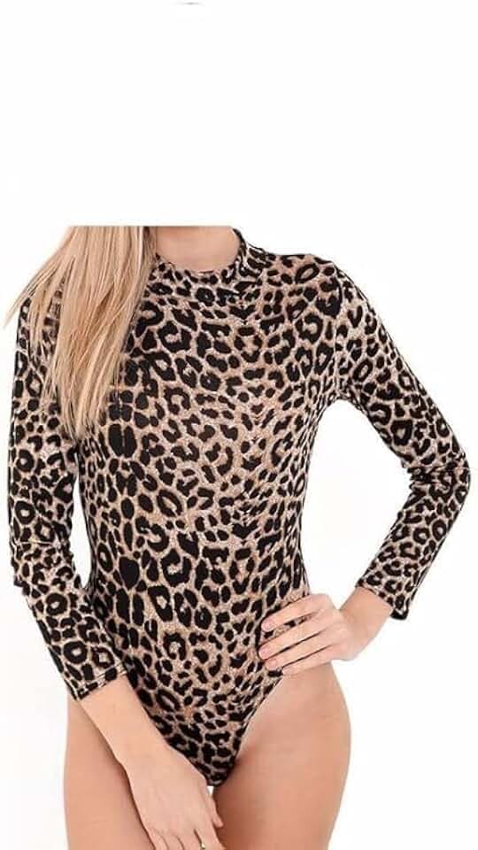 Damen-Body mit Rollkragen, langärmelig, dehnbar, bedruckt, stilvoll und bequem