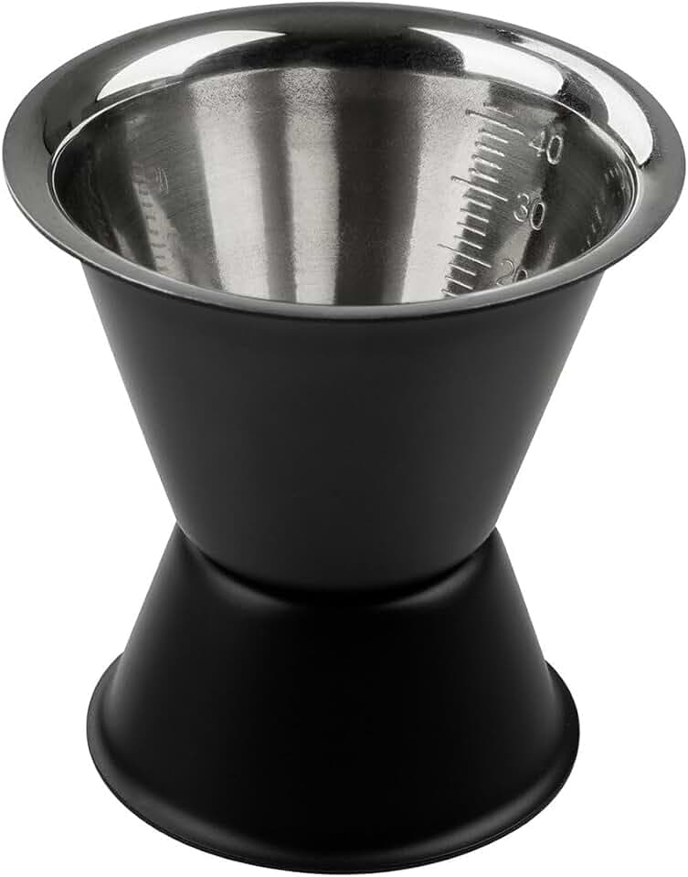 Fackelmann Cocktail Messbecher Specter in Matt Schwarz & Silber – Beidseitig verwendbar 2cl & 4cl – Schnaps Dosierer für Alkohol, Spirituosen, Gin und Cocktails – Tolles Zubehör für die Bar