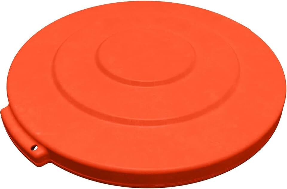 SPARTA Bronco Lid for 10 Gal. Trash Can, Durable, Food-Safe, NSF and HACCP-Compliant, Lid for Commercial Use (Container Sold Separately – Fits Bronco Only), Polyethylene, 10 Gallon, Orange (Pack of 6)