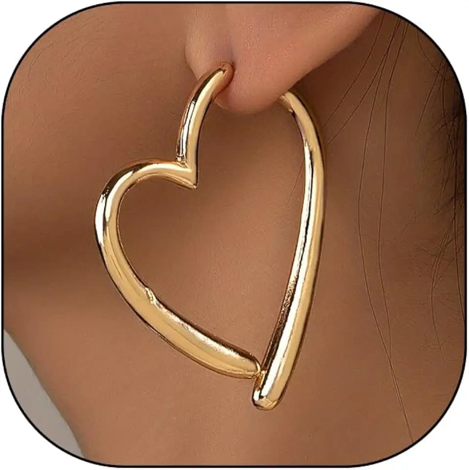 Gold Heart Asymmetrical Earrings for Women Large Heart Shaped Hoop Dangle Earrings Minimalist 80s Love Front Back Earrings Charm Hearts Jewelry Gifts