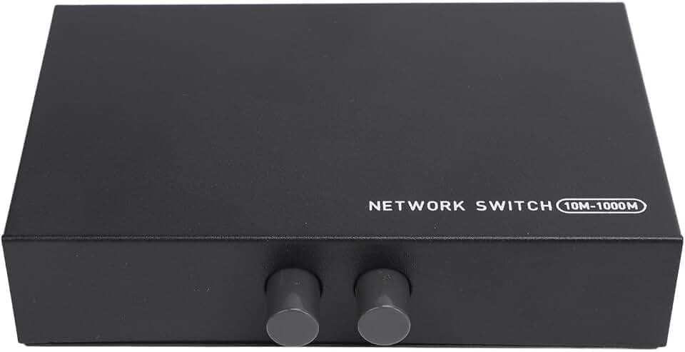 RJ45-Netzwerk-Switch mit Metallgehäuse, 1-in-2-Out-Splitter-Hub, Schwarz, A-B-Schalter-Wahlschalter für Zuhause, RJ45-Splitter-Wahlschalter für Telefonanwendungen
