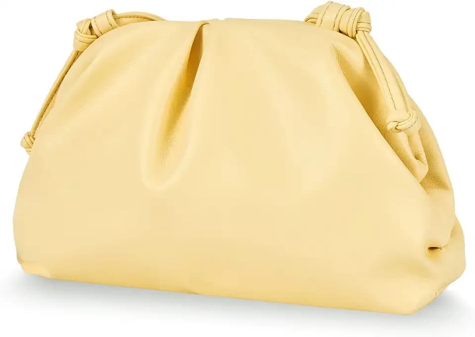 BRYCTSISEN Vegan Leather Clutch Purse for Women Pleated Cloud Dumpling Bag