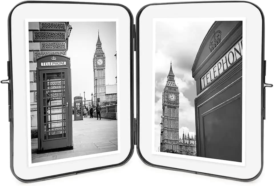 Isaac Jacobs 5x7 Black Double-Sided Metal Floating Photo Frame w/ClaspLock