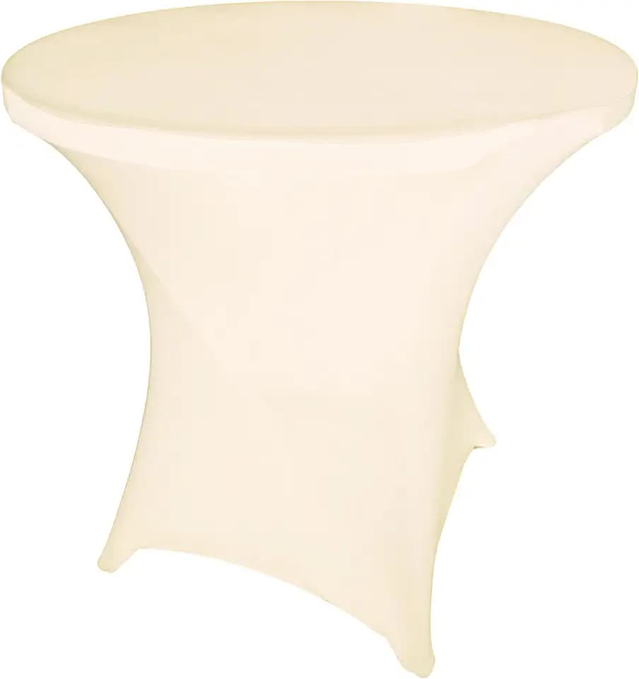 Ivory 32 Inch Round x 30 Inch Tall Spandex Cocktail Tablecloth Folding Cover Stretch