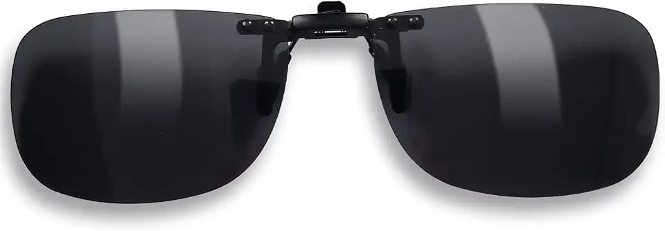 Polarized Clip on Sunglasses, UV Protection/Anti-glare, Small Metal Clip, Driving/Fishing/Outdoor, Unisex, Black