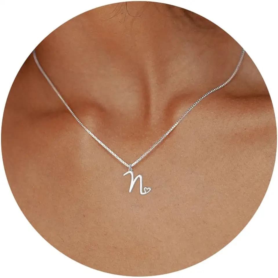 Initial Necklaces for Women Trendy, Dainty Silver Letter Necklace Cute Pendant Choker Name Necklace Personalized Costume Monogram Silver Jewelry Necklace for Women Valentines Gifts