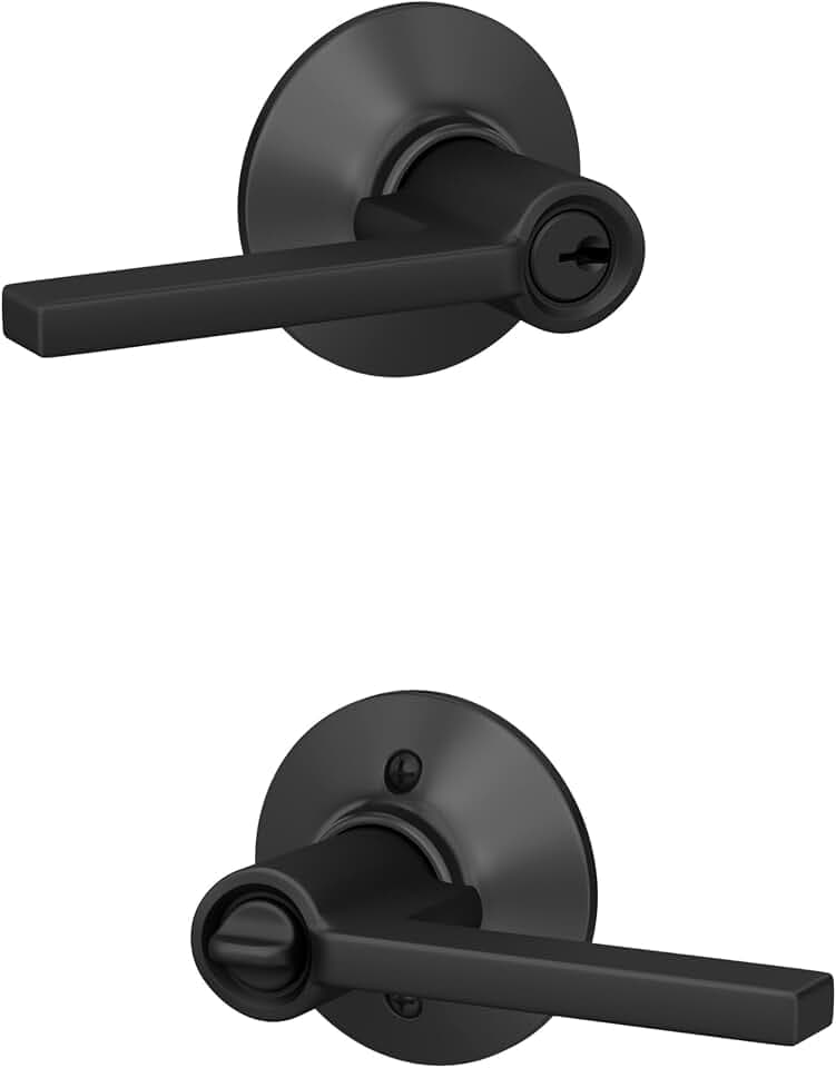 SCHLAGE Latitude Keyed Entry Door Handle, Reversible, Matte Black