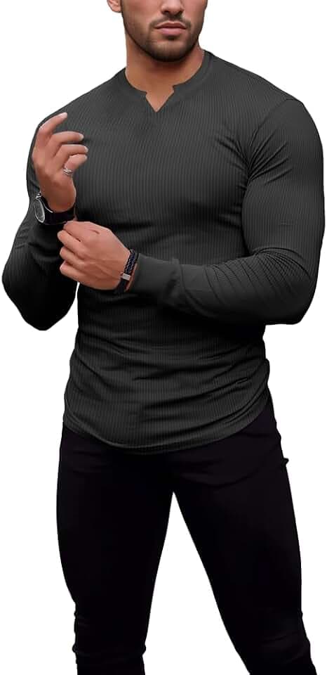 Herren Kurzarm T Shirts,Stretch Slim Fit V-Neck Hemd