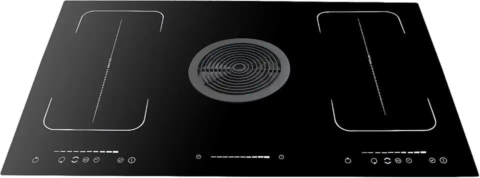 WOLKENSTEIN IN4-DA-2FZA+W Induktionskochfeld mit integriertem Dunstabzug | 2 Flexzonen | Timer | Abschaltautomatik | Kindersicherung | Booster Funktion | Topferkennung | Stop & Go Funktion | 90 cm