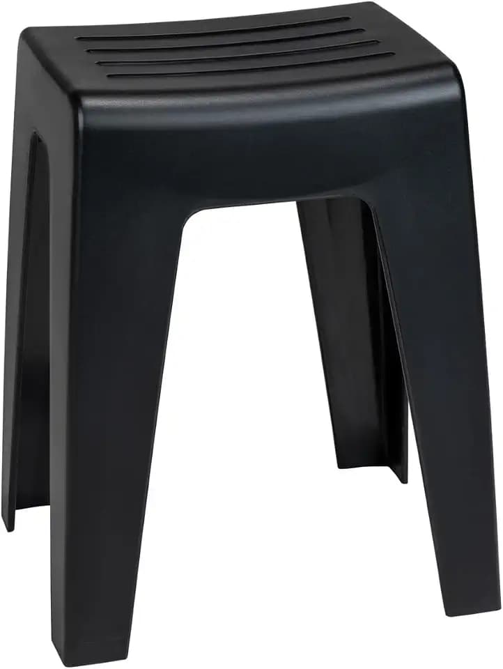 WENKO Badhocker Mod. Kumba, Hocker in modernem Design aus Kunststoff in Schwerer Qualität, Sitzhocker belastbar bis 120 kg, ideal für Badezimmer & Gäste-WC (B x H x T) 38 x 47 x 32 cm, Schwarz