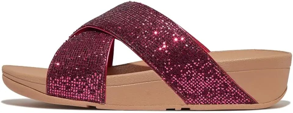 FitFlop Women's Lulu Glitterball Cross SlidesSlide Sandal
