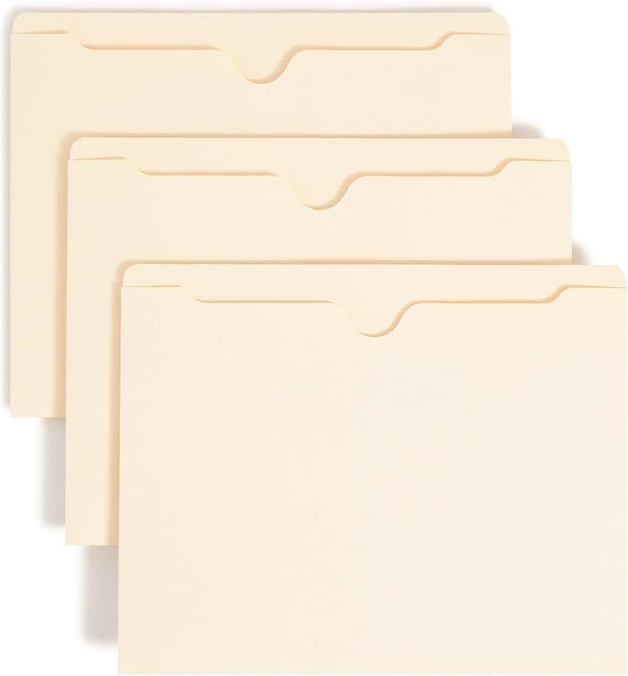 Smead File Jacket, Reinforced Straight-Cut Tab, Flat-No Expansion, Letter Size, Manila, 100 per Box (75500)