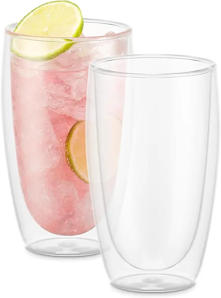 Bodum PAVINA Doppelwandige Gläser 2 Stück – 450ml Kaffeetassen – Thermobecher – Spülmaschinenfest – Mundgeblasenes Borosilikatglas