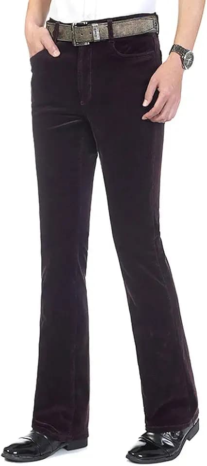 HAORUN Men Corduroy Bell Bottom Flares Pants Slim Fit 60s 70s Vintage Bootcut Trousers