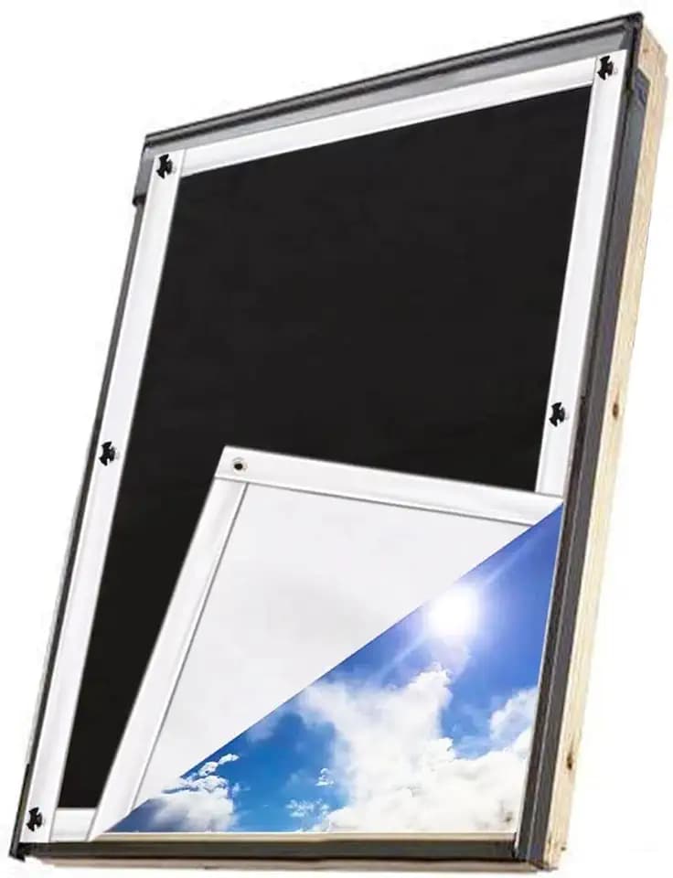 Update Sonnenschutz Dachfenster Rollo Verdunkelungsrollo, Verdunklungsstoff Rollo Verdunkelung Hitzeschutz ohne Bohren Hitzeschutzrollo für Velux- und Roto-Fenster in verschiedenen Größen 96 * 100cm