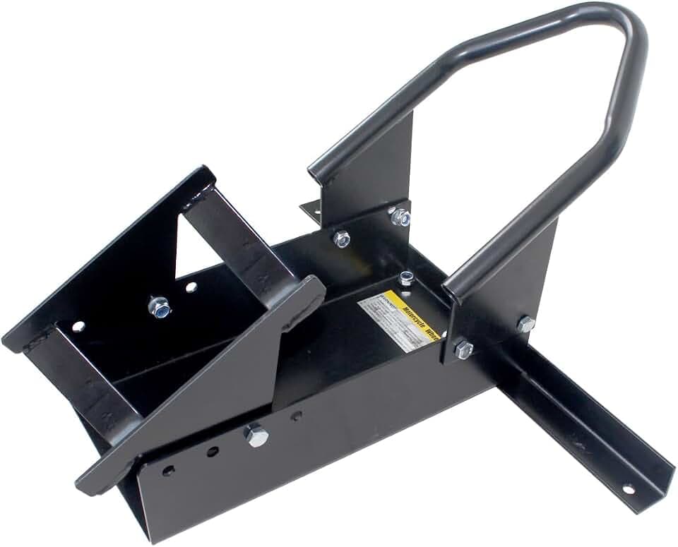 MaxxHaul Motorcycle Wheel Chock - Pivoting Self-Locking Cradle - Fits 14 to 21 Inch Tires - Universal Trailer and Garage Stand (80077)