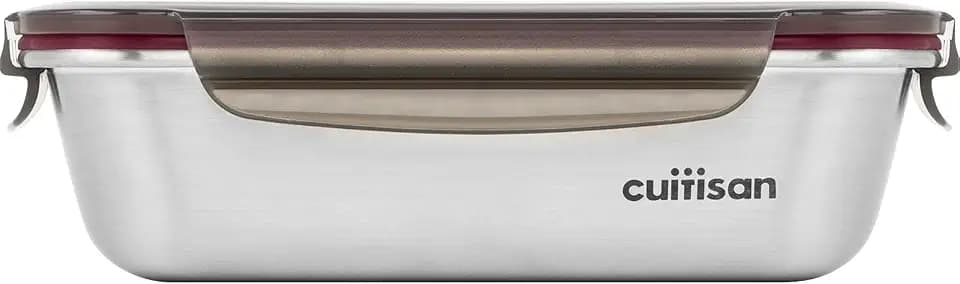CANDL Cuitisan (Flora) Frischhaltedose aus rostfreiem Edelstahl mit Clipverschluss-Deckel, rechteckig, geeignet für die Mikrowelle + Ofen, Vorratsdose, EC7-SS07 1100ml