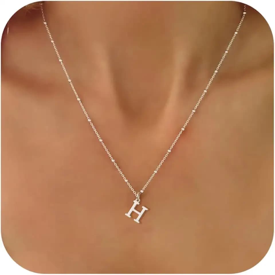 Initial Necklaces for Women Dainty 14k Gold Plated A-Z Letter Pendant Name Necklaces Cute Charm Choker Fashion Accessories Non Tarnish Trendy Jewelry Gift