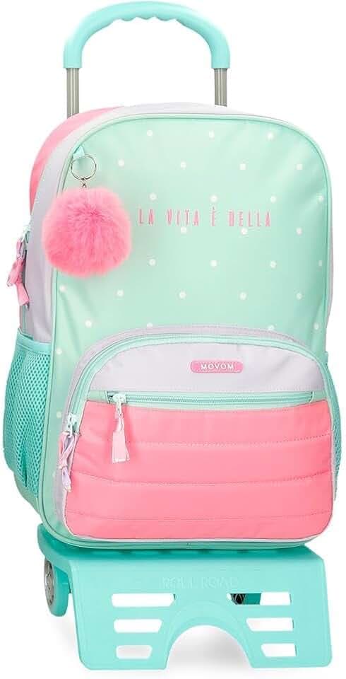 MOVOM La Vita È Bella Gepäck-Kuriertasche für Mädchen, 1 Stück, grün, 31 cm, Schulrucksack mit Trolley