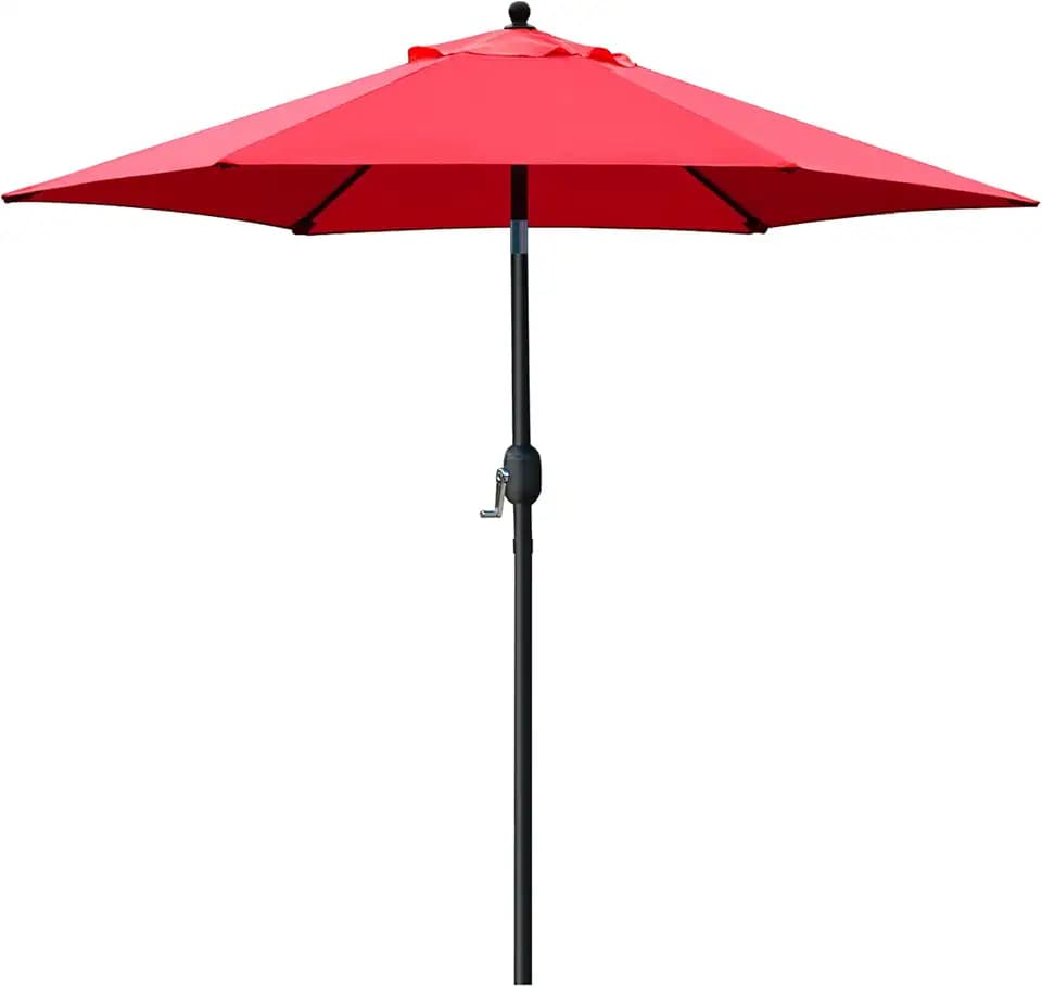 Sunnyglade 7.5' Patio Umbrella Outdoor Table Umbrella Tilt Crank Red