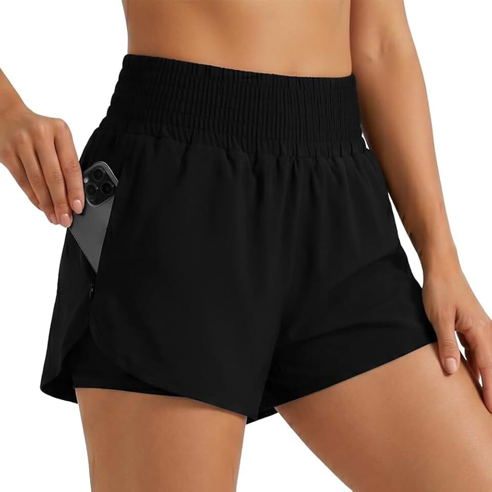 Aolso Badeshorts Damen, Sommer Boardshorts mit Taschen und Bauchkontrolle, Hohe Taille Schwimmhose,Trocknende Sportshorts für Strandurlaub, Wassersport, Freizeitaktivitäten, M/L