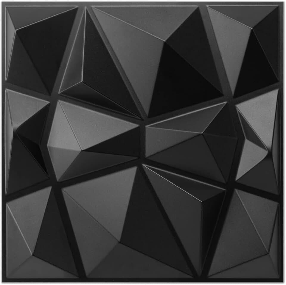 Art3d 3D-Wandpaneele, Diamant-Design, matt-schwarz, 33 Stück