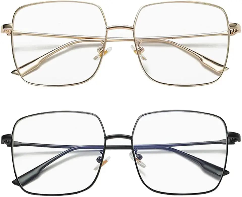 Dollger Oversized Blue Light Blocking Glasses for women Square Metal Frame