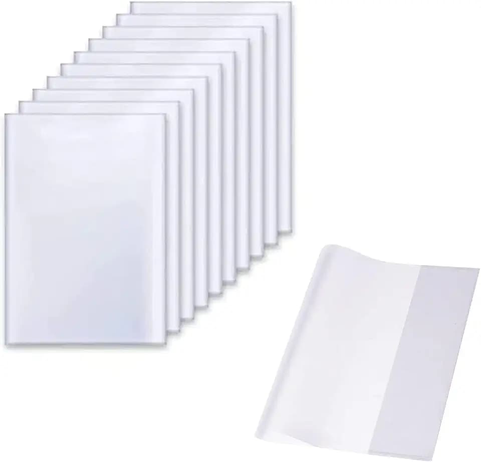Buchumschlag A4 10 Stück Transparent, 21 * 30cm Bucheinschlagfolie Einstellbar Buchschoner, Verdickte Wiederverwendbare und verstellbare Buchumschläge aus Kunststoff für das Home Office der Schule