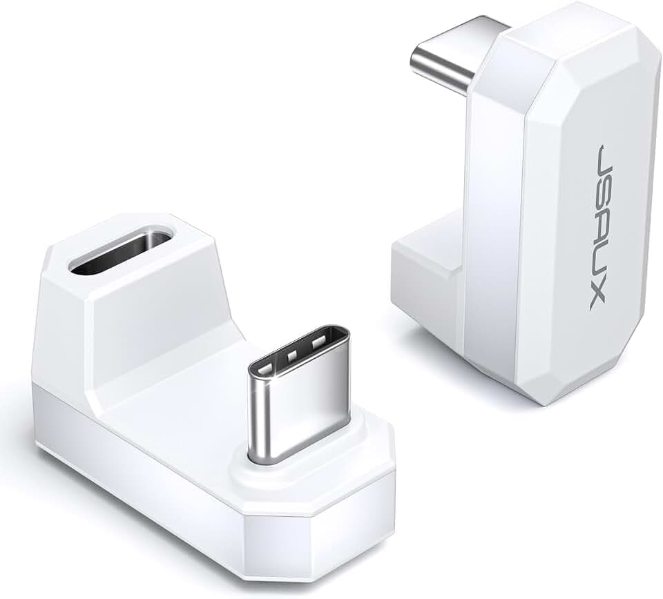 JSAUX 2Pack 180°USB C Male to USB C Female Adapter(USB 4.0/PD 100W/4K@60Hz)