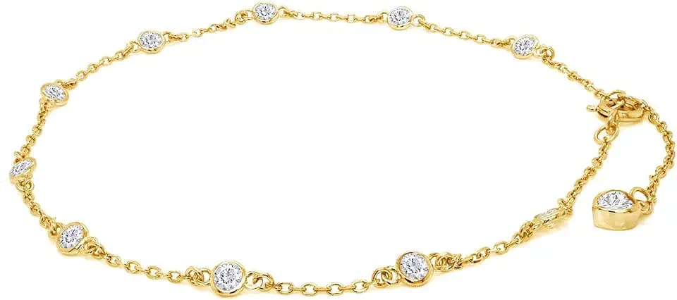Link Chain Station Anklet Bracelet for Women 1.00 CT