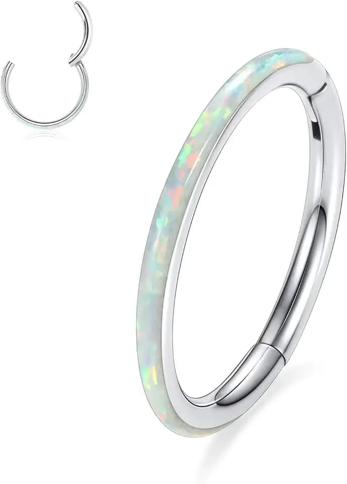 PEAKLINK Hinged Nose Hoop Ring Surgical Steel Conch Cartilage Helix Lobe Earring for Septum Lip Tragus Daith Rook Orbital Belly Nose Piercing Jewelry