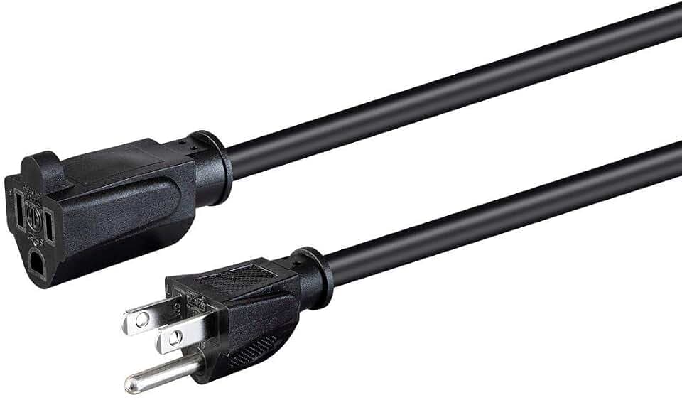Monoprice Extension Cord - NEMA 5-15P to NEMA 5-15R, 15 Amp, 1875 Watt, 125 Volt, 14AWG, 15 Feet, Black