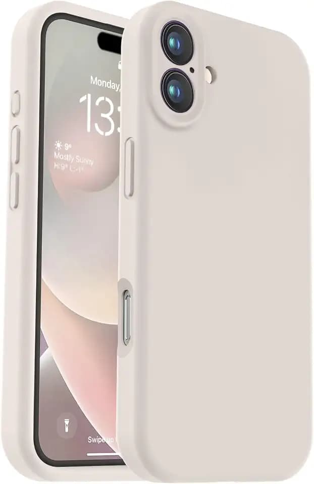 Vooii Compatible with iPhone 16 Case, Liquid Silicone Upgrade [Camera Protection] [Soft Anti-Scratch Microfiber Lining] Shockproof Phone Case for iPhone 16 6.1 inch - Stone